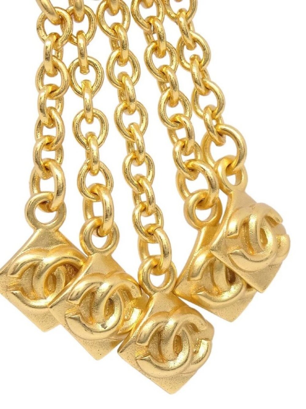 Chanel Dangle Fringe Clip-On Earrings Gold 96P 30897 - Picture 2 of 5